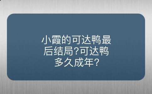 小霞的可达鸭最后结局?可达鸭多久成年?
