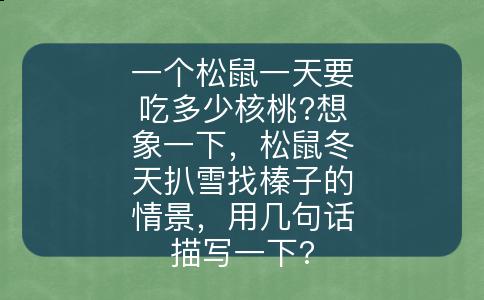 一个松鼠一天要吃多少核桃?想象一下，松鼠冬天扒雪找榛子的情景，用几句话描写一下?