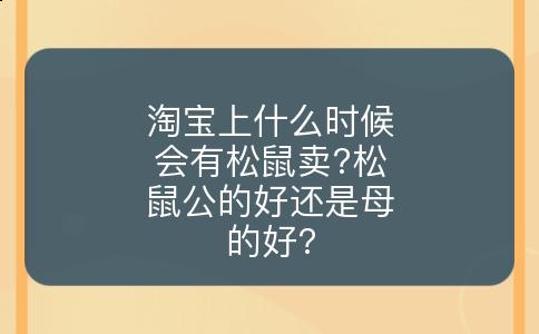 淘宝上什么时候会有松鼠卖?松鼠公的好还是母的好?